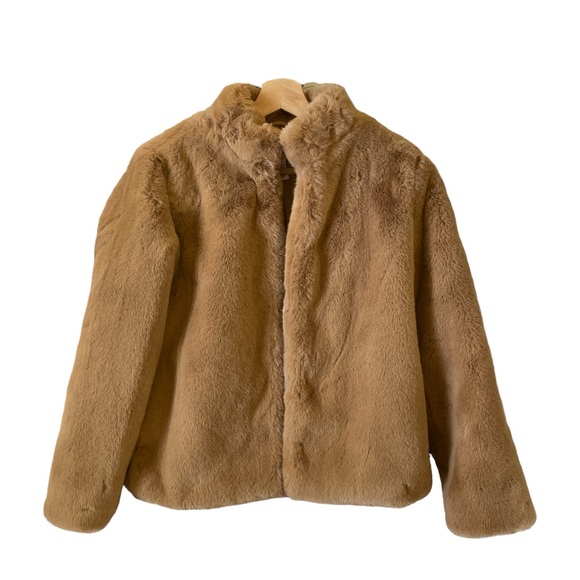 NWT!! Magaschoni Women Camel Faux Fur Coat size S - Picture 1 of 14